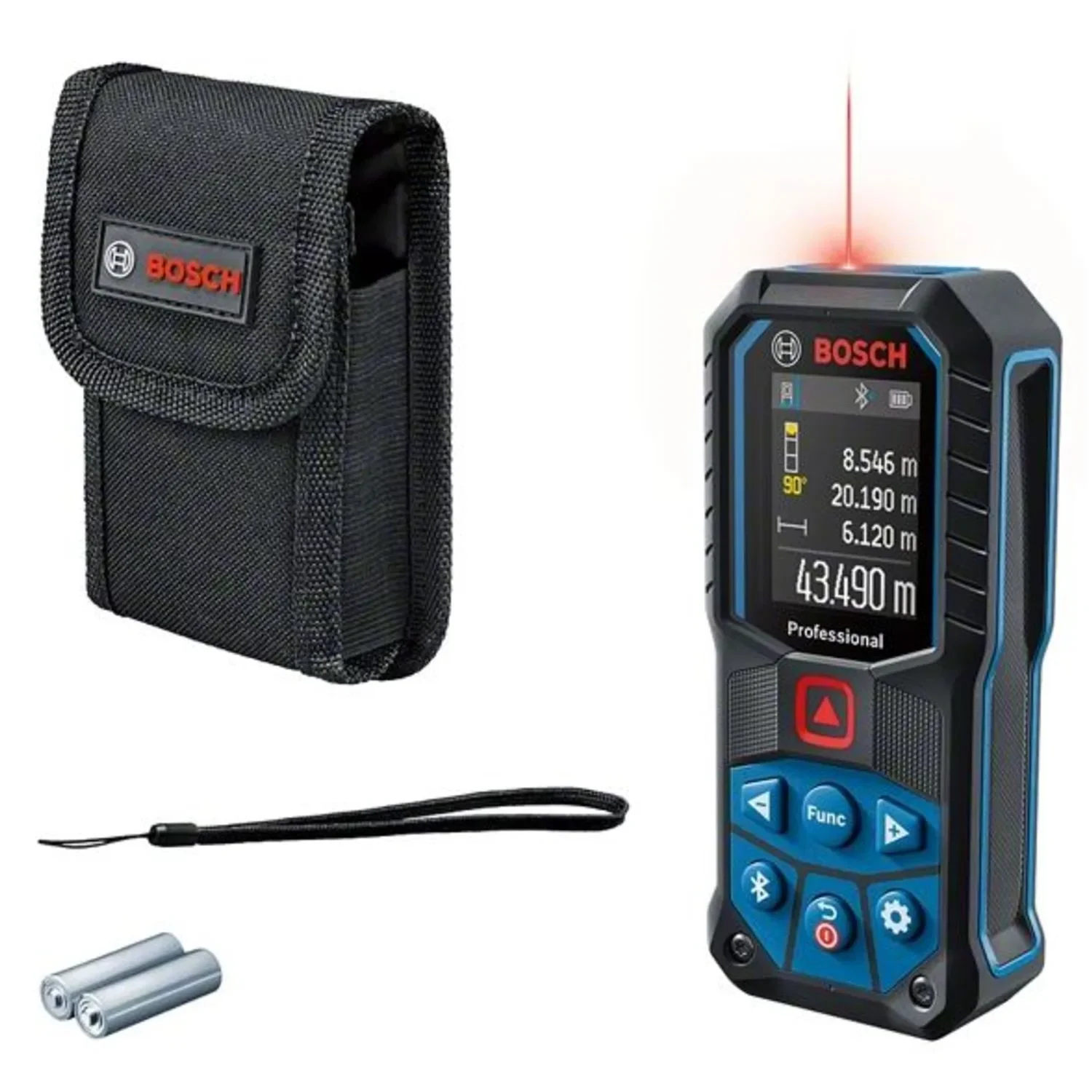 Télémètre laser 2 x 1,5V Bosch GLM 50-27 C Professional rouge + 2 piles AA - 0601072T00 — vue 1