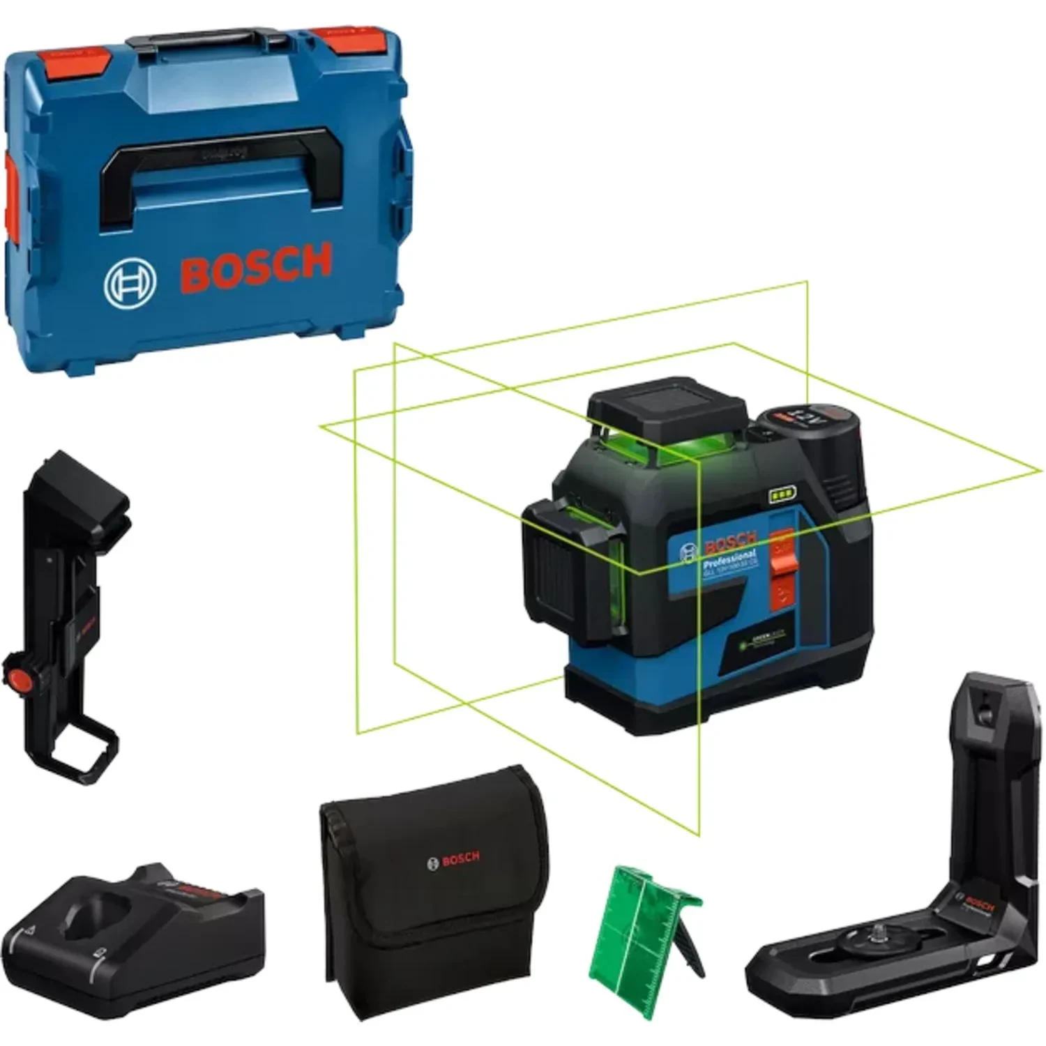 Laser lignes 12V Bosch GLL 12V-100-33 CG Professional + 1 batterie 2 Ah + chargeur rapide + coffret L-BOXX - 0601065401 — vue 1