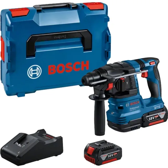 Perforateur SDS-Plus 18V Bosch GBH 18V-22 + 2 batteries 4Ah + chargeur rapide sous L-BOXX - 0611924002 — vue 1