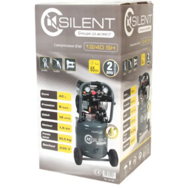 Compresseur 1100W Lacme Silent 12/40 V SH 12 m3/h 40 l - 461930 — vue 5