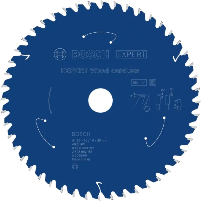 Lame de scie circulaire Bosch EXPERT Wood cordless 165 x 1,5/1 x 20 mm 48 dents - 2608902151 — vue 1