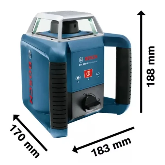 Laser rotatif Bosch GRL 400 H Professional + 2 piles 1,5 V LR20 + 1 pile 9V 6LR61 + coffret - 0601061800 — vue 4