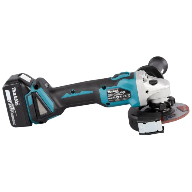 Meuleuse 18V Makita DGA506RTJ + 2 batteries Li-ion 5 Ah BL1850 + chargeur DC18RC + Coffret MAKPAC — vue 4